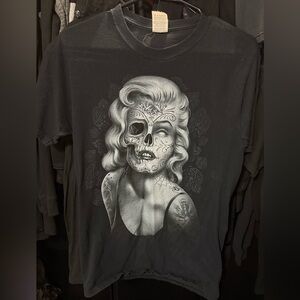 Marilyn Monroe Skeleton Tattoo Black T-Shirt